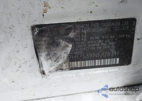 2009 BMW 328I из США, поврежденный, VIN WBAPH77539NM28319